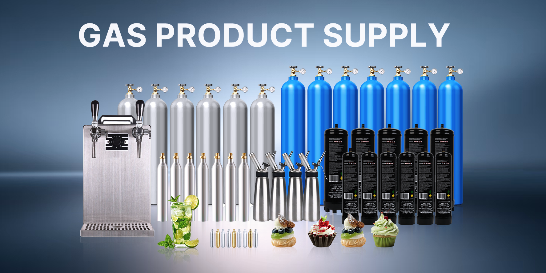 Food-grade gas, beverage and culinary supply for commercial operations